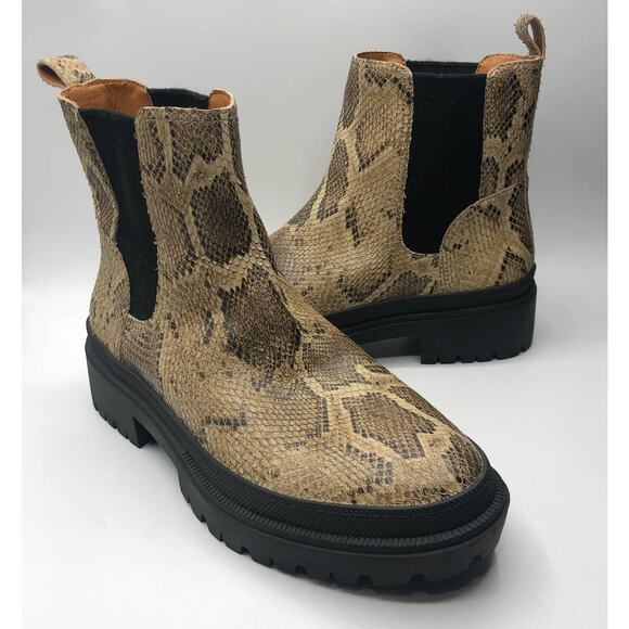 Lucky Brand Womens Emali Snakeskin Ankle Chelsea Boots Sz 10 M - Picture 2 of 8